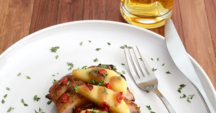 Malt Extract Glazed Pork with Dry-Hopped Apples
