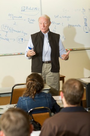 Michael Lewis, professor emeritus of brewing science at UC Davis, and the academic director and lead instructor of UC Davis Extensionâs Professional Brewing Programs photographed while teaching a class at Sudwerk Brewery in Davis.
