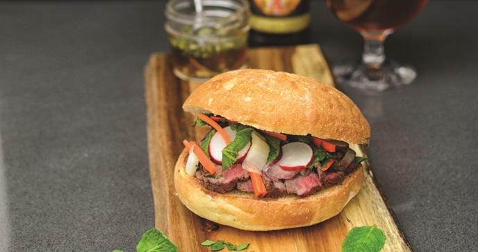 Vietnamese Sirloin Beef Sandwich on Rosemary Potato Bread